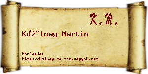 Kálnay Martin névjegykártya